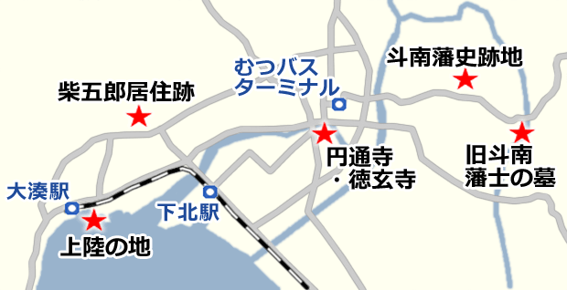 斗南藩史跡地の地図